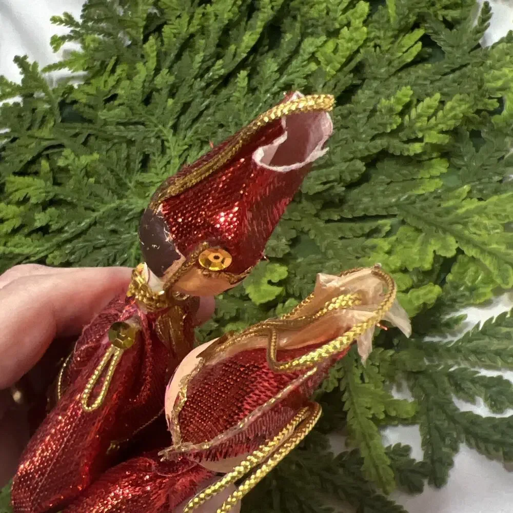 Vintage Mr. Christmas Gold & Red Lame Soldier Ornaments Lot of 2 1960s?